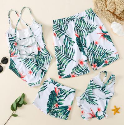 China Wholesale Breathable Mommy And Me Floral Prints Swimsuit Baby Boy Swimsuit Family Swimwear Matching Set for sale