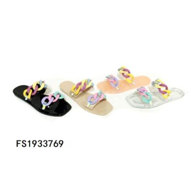 China Fashion Trend Popular Ladies Fitted Toe Jelly Slippers With Rings Ladies Colorful PVC Plastic Shoes for sale