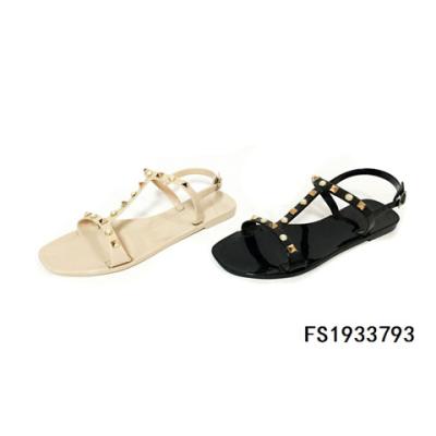 China Classic Fashion Trend Square Toe Style With Rivets Upper Ladies Freeze Sandals PVC Shoes for sale