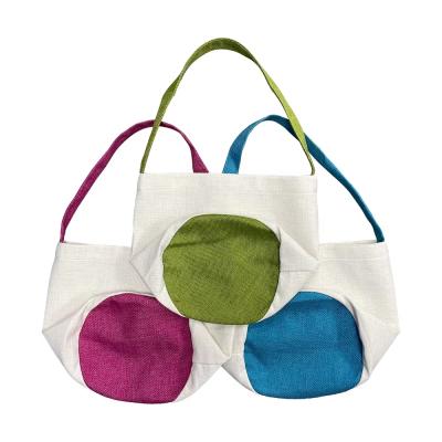 China Blank Linen Sublimation Easter Baskets Custom Print Party Candy Tote Bag Sublimation Easter Bags for sale