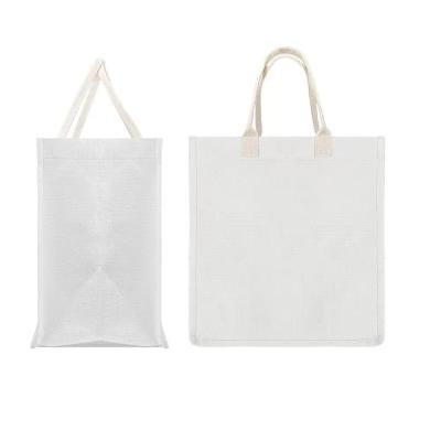 China White Linen Dye Sublimation Tote Bags Custom Sublimation Beach Bags for sale