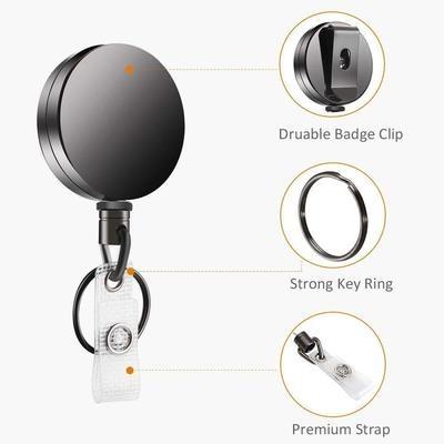 China Wholesale Hot Sale Amazon Metal Heavy Duty Retractable ID Card Badge Attendance Badge Holder for sale