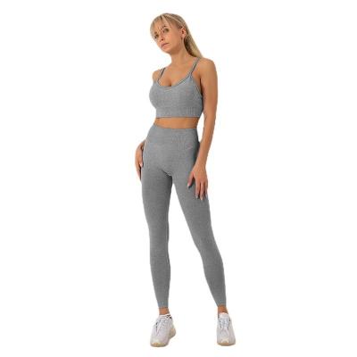 China Breathable 2 Piece Gym Fitness Sets Sports Bra Fitness Workout Apparel Sets Leggings Sportswear For Women for sale