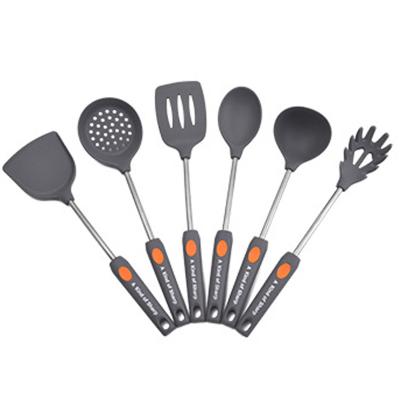 China Amazon Sustainable Hot Selling 6-Piece Stainless Steel Silicone Handle Cooking Silicone Utensil Set Kitchenware Set Set for sale