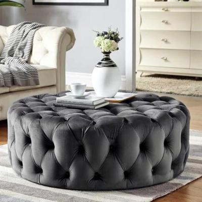 China 2021Elegant Tufted Ottoman Chesterfield Stool (Adjustable Velvet Other Round), Fabric Sneak Round Stools, Round Stool Stool Sofa Rest for sale