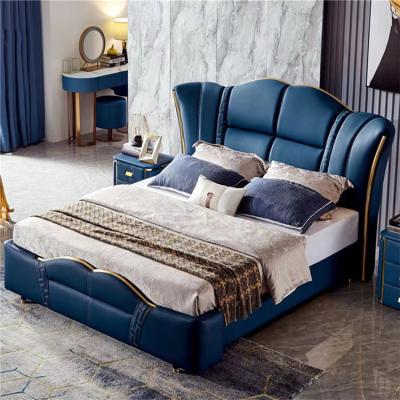 China Bedroom Furniture Latest Double Bed Designs Adjustable Modern Luxury Super Leather Cushion Headboard Queen (Other) Bed for sale