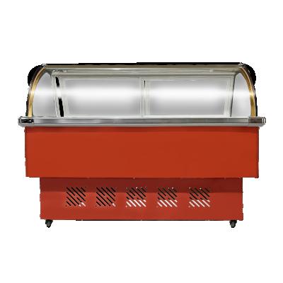 China Single-temperature Single-temperature Red Color 1.6M 18 Trays Supermarket Commercial Ice Cream Porridge Display Showcase Refrigerator for sale