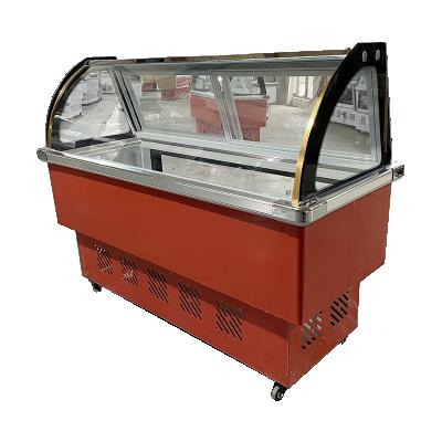 China CUSTOMIZED CUSTOMIZED 1.6M 18 GN PANS Curved Counter Glass Vegetable Fruit Showcase Fridge Display Fridge for sale