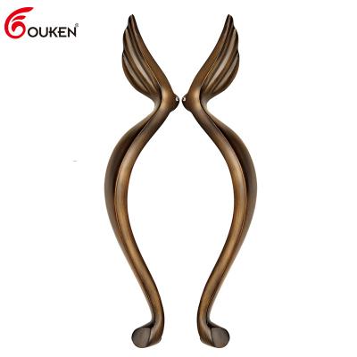 China Customized Modern Vintage Luxury Antique Front Wooden Door Handle Hotel Main Door Exterior Pull Handle for sale