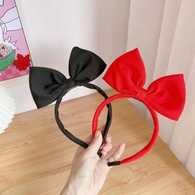 China Beautiful Princess Red Bow Headband Girls Headwear Kids Mouse Ear Cosplay Mouse Ear Headband for sale