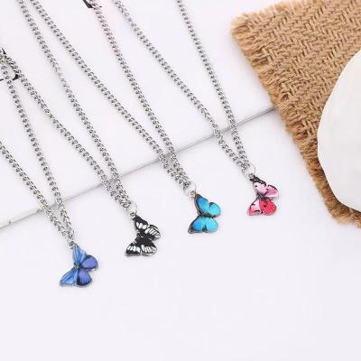 China CLASSIC factory wholesale hot sale alloy butterfly pendant necklace for girls and women enamle necklace for sale