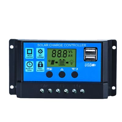 China 12v/24v good quality 12V/24V auto rated pwm dual voltage SUYEEGO pure sine wave power inverter charger controller 30A 20A 10A usb lcd display controller for sale