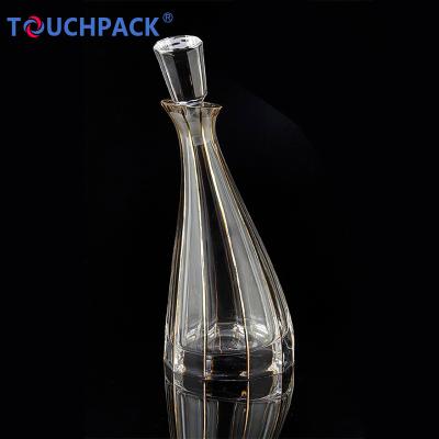 China Diamond Clear Whiskey Set Glass Whiskey Decanter With Gold Rim for sale