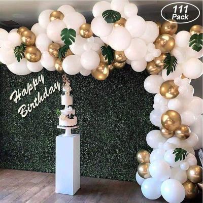 China Hot Selling Amazon Luxury 12 Inch Gold White Metallic Garland Arch Kit Set Latex Balloons Wedding Birthday Party Decoration for sale