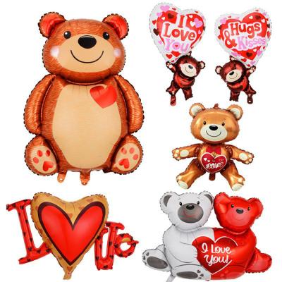 China Luxury New Arrive Heart Bear I Love U Foil Balloons For Happy Valentine's Day Or Wedding Party Decoration for sale