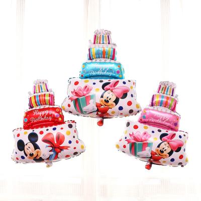 China Luxury Hot Selling Mickey Minnie Cake Aluminum Film Foil Balloons Kids Happy Birthday Party Decoration for sale