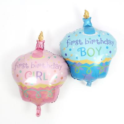 China Best Selling Luxury One Year Baby Girl Boy Birthday Party Decoration Foil Balloons Baby Shower Birthday Candle Cake Topper for sale