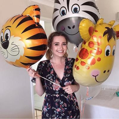 China Luxury Wholesale Large Size Helium Balloons Cow Lion Monkey Tiger Foil Balloon Baby Birthday Toys Animal Head Decoration for sale