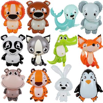 China New Luxury Hot Cartoon Jungle Tiger Fox Rabbit Hippopotamus Animal Foil Balloons For Kids Birthday Party Decoration for sale