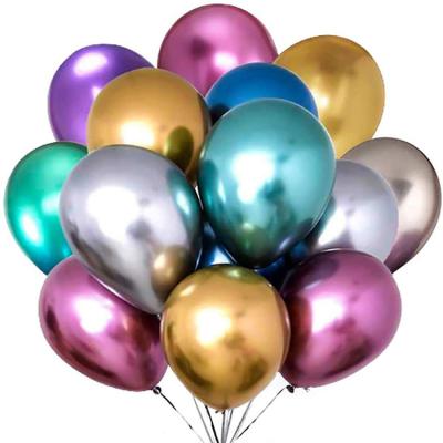 China Top Selling Designs 12 Inch Luxury Metallic Chrome Latex Balloons Gold Shiny Drops Wedding Birthday Decoration for sale