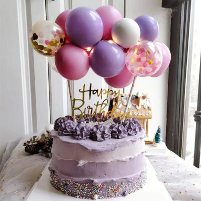 China Luxury Hot Sale Cake Topper 5 Inch Confetti Macaron Latex Metallic Balloons Cake Decoration For Happy Birthday Wedding Party for sale