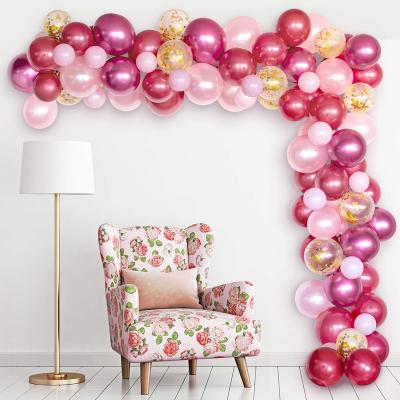 China Amazon Hot Sale Latex Balloon Garland Arch Kit Pink Metallic Luxury Garland Set Girl Birthday Wedding Party Decoration for sale