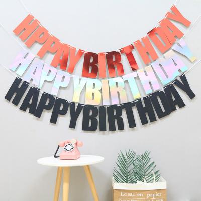 China New Hot Sale Happy Birthday Paper Banner Luxury Glitter Party Hanging Letters Banner Flag For Adult Baby Birthday Decoration for sale