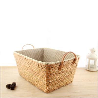 China Willow Straw Laundry Basket Storage Hamper Minimalist Wonderful Rectangular Shape with Handles for Clothes Toy Blankets for sale