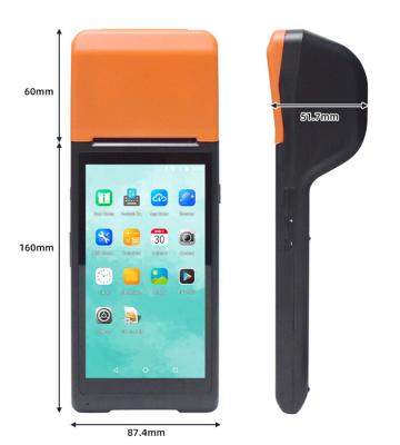 China Orange Blue Black And White Android POS Handheld Mobile Terminal PDA With Built-in Printer Q2 for sale