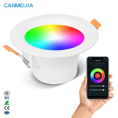 China Modern Home RGB Downlighter Google Alexa Tuya Phone Adjustable Pot Lampu Led Recessed Down Light , RGB Led Ceiling Downlight for sale