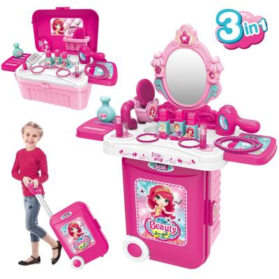 China Eco-friendly Non-Toxic Role Play Vanity Dress Up Set Set 3 in 1 Girls Makeup Toy Cosmetic Toys for sale