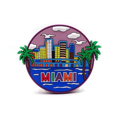 China Miami 3D Souvenir Beach Animal Picture Round Shaped Epoxy Soft PVC Fridge Magnets for sale