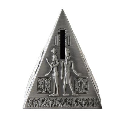 China Souvenir Gift Souvenir Wholesales Custom Style Vintage Egyptian Pyramids Open Coin Piggy Bank Zinc Alloy Saving Box for sale