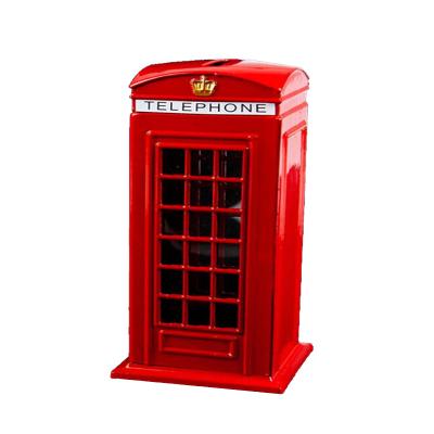 China Creative Customized London Telephone Booth Piggy Bank Money Bank Metal Home Decoration Opens Englad Gift for sale