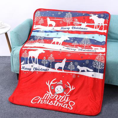 China Custom Folded Wholesale Chritamas Halloween Thick Elk Velvet Sofa Throw Blankets Plush Fleece Flannel Sherpa Baby Blanket for sale