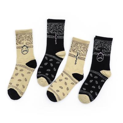 China Wholesale custom men's breathable socks creative high quality abstract pattern personality thongs breathable cotton long socks for sale