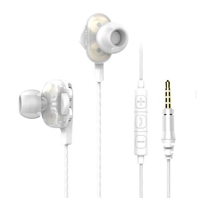 China Good Stability Quad Core In-Ear Dual Ring Headphones Wired Stereo Music Moving Earbuds With Microphone for sale