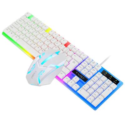 China Wired USB Wired 104 Key Rainbow Backlit Combo Gaming Keyboard and Mouse Set for Laptop PC Home Gamers for sale