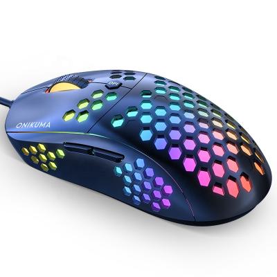 China 6400 DPI USB RGB Honeycomb Gaming Desktop Ergonomic Hollow Cable Optical Mouse for PC Computer Laptop Gamer for sale