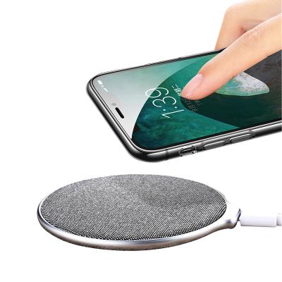 China Jean Fabric Qi 10W Wireless Charger Charging Pad Pad Ultra-thin Canvas Wireless Fast Cloth Wireless Charger Mobile Phone Qi Pad for sale