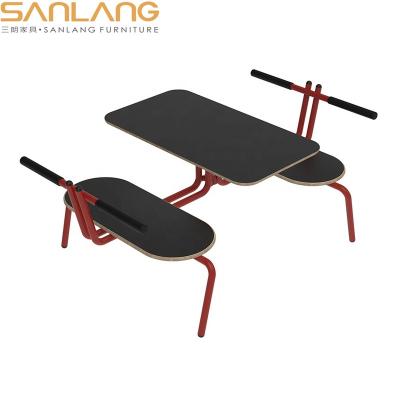 China Modern fast food restaurant white cafe table stone stone dinner wood table top molded plywood seating wood table legs maintenance for sale