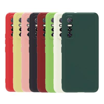 China Good Price Factory Sales Liquid Silicone Candy Colors Slim Soft TPU Back Cover Liquid Silicone Phone Case For Vivo Y73S 5G for sale