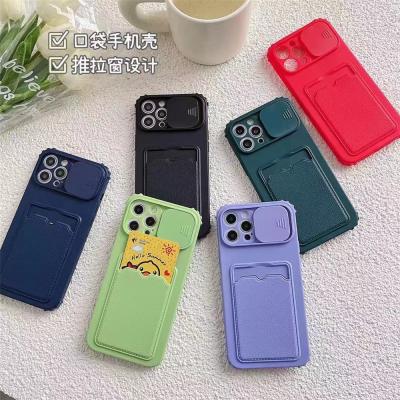 China High Clear Transparent Back Cover TPU 360 PC Card Slot Cell Phone Case Eco-friendly Shockproof For iPhone 13 12 11 pro max for sale