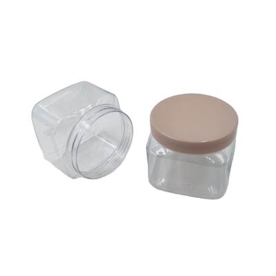 China 500ml Square Shape PET Cosmetic Jar Food Grade Pet Cosmetic Jar for sale