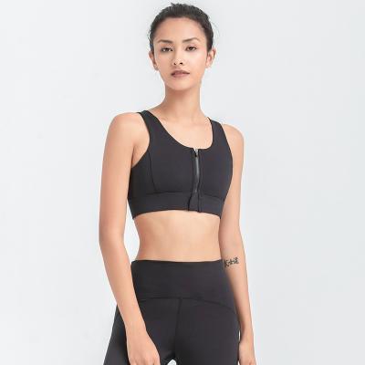 China Manufacturer Custom Logo Unique Style Fitness Front Breathable Zipper Women Yoga Sports Professional Bra for sale