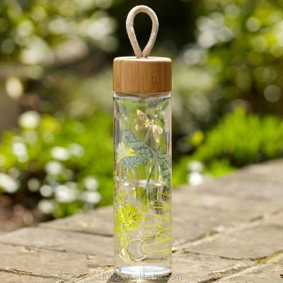 China High Quality Sustainable Products Sustainable Bamboo Lid Glass Water Bottles for sale