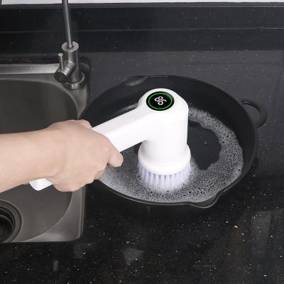 China Sustainable Handheld High Speed electric spin scrubber cordless with 5 Replaceable Cleaning Brush Heads for sale