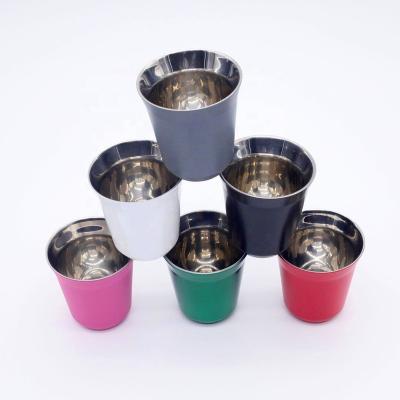 China Viable Gift 80ml/150ml Colorful Sample Wall Nespresso Espresso Cups Stainless Coffee Cups Stainless Custom Custom Printing Logo for sale