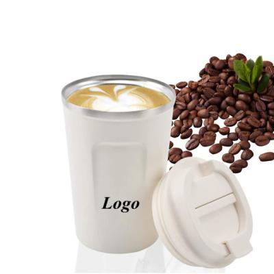 China WITH LID 13oz Stainless Steel Double Wall Thermal Coffee Mug With Lid VacuumTravel Leakproof Cup Insulated Car Mug For Coffee for sale