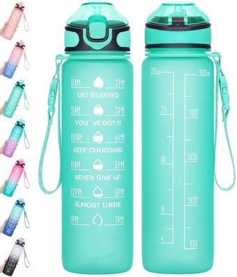 China Amazon Sustainable 1000ml/32oz Water Bottle with Straw, Motivational Water Bottle with Time Marker and Buckle Strap, Leakproof Tritan BPA Free for sale